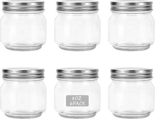 Vista 8 de HOXHA Paquete de 2 tarros de vidrio de boca regular Mason, tarros de vidrio transparente de 16 oz con tapas para sellar, tarros de conservas
