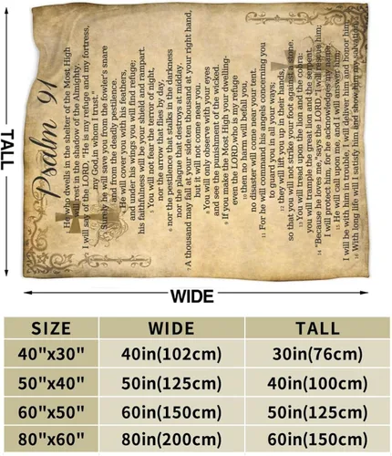 Vista 3 de Manta de salmo 91, regalos cristianos (50 x 40 pulgadas), manta religiosa, suave, ligera, acogedora manta de felpa cálida para mujeres y hombres