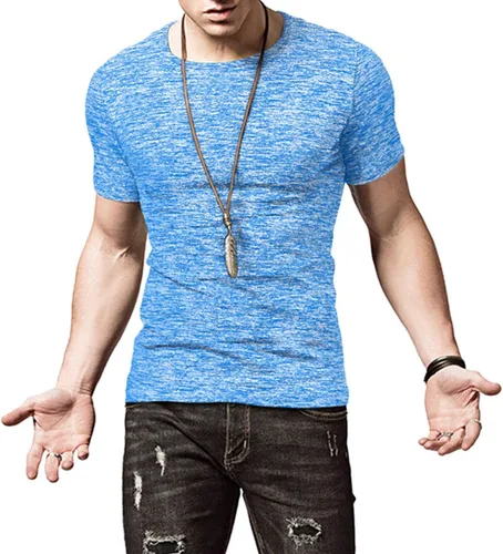 Vista 3 de KUYIGO Camisetas deportivas para hombre, camiseta deportiva para correr, gimnasio, entrenamiento, secado rápido, cuello redondo, camiseta
