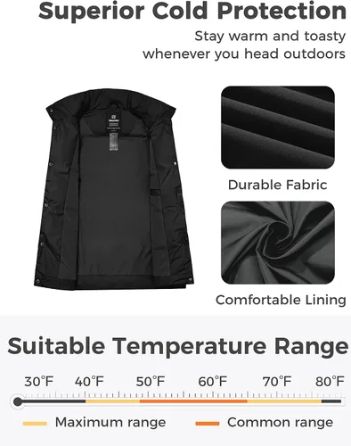 Vista 3 de Wantdo Chalecos acolchados para mujer, chaleco de invierno grueso, chaleco de burbujas cálido, abrigo de invierno