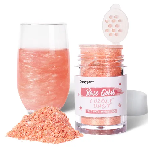 Vista 22 de Purpurina comestible de 4 colores para cócteles, set de polvo de lustre brillante comestible para bebidas, pasteles, horneado, fresas, chocolates