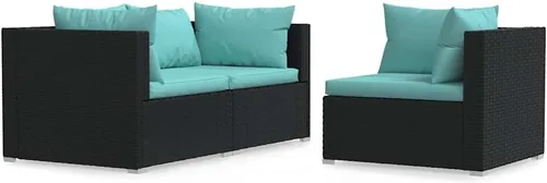Vista 9 de Yisssmeng 3 Piece Patio Lounge Set Modular PE Rattan Sofa with Cushions Brown