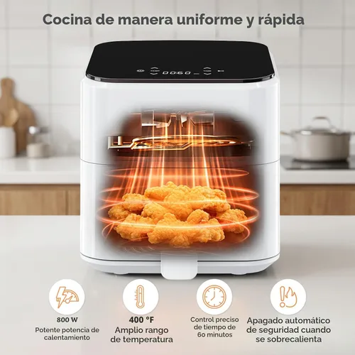 Vista 3 de Freidora de aire digital compacta de 3 cuartos de galón, pequeña freidora de aire con placa antiadherente, cesta apta para lavavajillas, apagado
