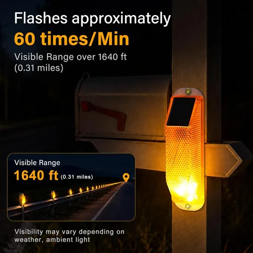 Vista 3 de Aolyty Luz de Advertencia Estroboscópica Solar, Lámpara de Advertencia LED Sensible, Luz Super Brillante IP54, Control de Luz Impermeable, Baliza