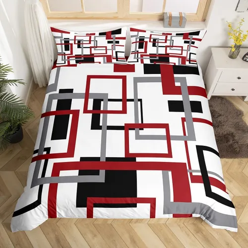 Vista 12 de Erosebridal Funda de edredón a rayas color negro y beige, funda de edredón bohemia moderna geométrica abstracta para mujeres, hombres y adultos