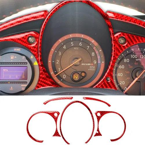 Vista 2 de Accesorios interiores del coche 17 piezas rojo fibra de carbono interior conjunto completo para Nissan 370Z 2009-20