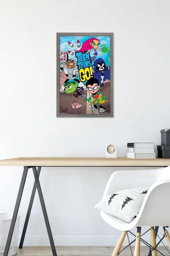 Vista 6 de Trends International DC Comics Teen Titans Go! - Póster de pared grupal, 22.4 pulgadas de largo x 14.7 pulgadas, versión enmarcada en madera