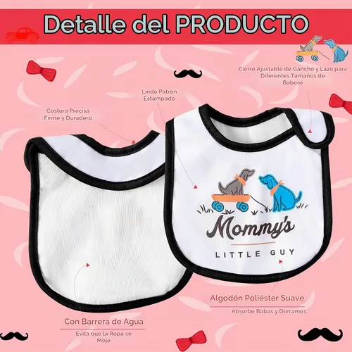 Vista 3 de 7 Piezas Baberos de Bebé de Algodón Impermeables con Cierre de Velcro Babero para Recién Nacido Recuerdo Regalo de Bebé para Babear Alimentación