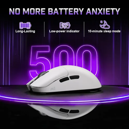 Vista 6 de YUNZII Ratón inalámbrico para juegos M1, Tri-Mode 2.4G/BT/mouse para juegos con cable, sensor PAW3311 10000 DPI recargable con 5 botones