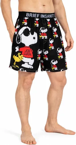 Vista 5 de BRIEF INSANITY Snoopy - Pantalones cortos de pijama para mujeres y hombres, pantalones cortos de pijama unisex con estampado de cacahuetes Joe Cool