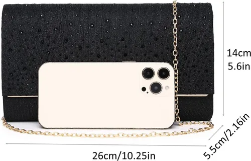 Vista 4 de DETARA Bolsas de noche para mujer, con lentejuelas con purpurina, bolso de mano brillante para mujer, bolso formal de boda, fiesta, baile