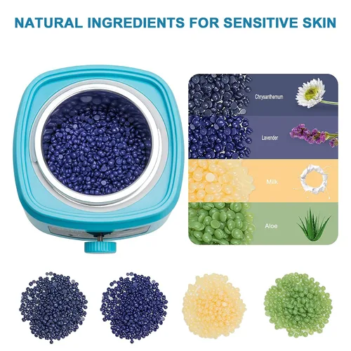 Vista 4 de Calentador de cera para depilación – Indoloroso sin estribos con 4 bolsas de granos de cera gruesa para el cabello para mujeres y hombres, cejas