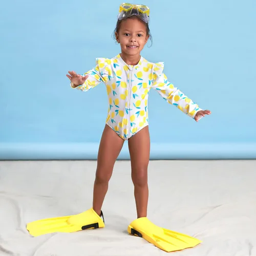 Vista 5 de Gerber Traje de baño de una pieza de manga larga para niñas pequeñas