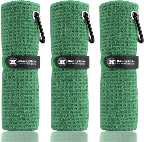 Vista 12 de Handy Picks Toalla de Golf de Microfibra (16" X 16") con Clip de Mosquetón, Toalla de Golf con Patrón de Waffle con Cierre de Gancho y Bucle - La