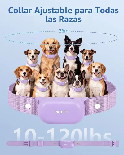 Vista 7 de PATPET Collar de choque para perros (10 a 120 libras), collar de entrenamiento impermeable IPX7 recargable de 4000 pies con control remoto para 2
