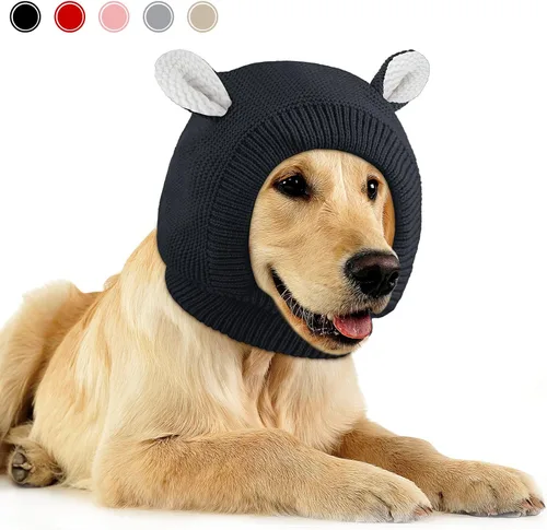Vista 22 de Orejeras silenciosas para perros, cuello de 14.96 pulgadas, protectores auditivos para perros, protección contra ruido, gorro de punto envolvente