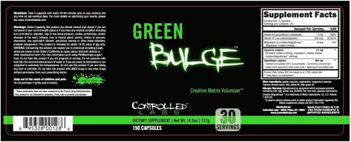 Vista 6 de Controlled Labs Suplemento Green Bulge, Volumizador avanzado de matriz de creatina de 30 porciones, mejora la fuerza, el rendimiento
