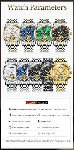 Vista 6 de OLEVS Tourbillon - Reloj automático para hombre, reloj mecánico de cuerda automática de lujo para hombre, relojes de vestir de acero inoxidable