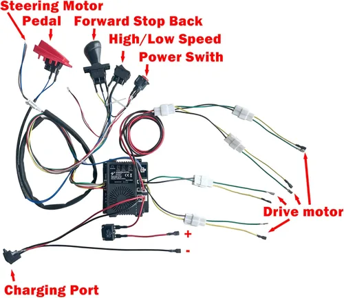 Vista 2 de Kit de conversión de arnés de cables de 24 voltios DIY para auto de montar para niños, set de 2.4G de arnés de cables con caja de control