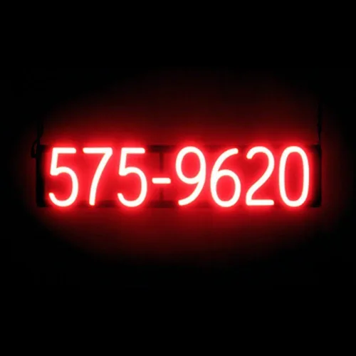 Vista 11 de SpellBrite Letrero de número de teléfono con 10 dígitos Letrero relacionado con el número de teléfono con aspecto de neón, fuente de luz LED roja