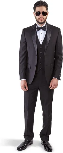 Vista 3 de AZAR MAN Traje de esmoquin Slim Fit 2 Botón 3 piezas de solapa de muesca de satén 4030