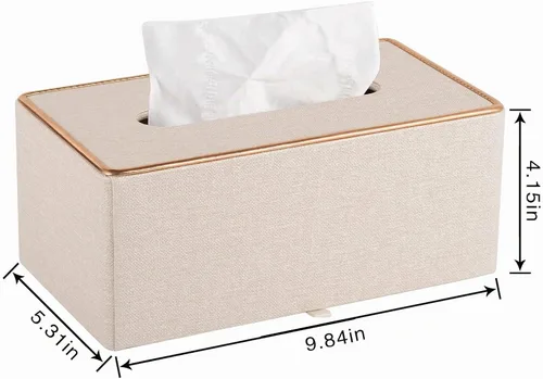 Vista 5 de Soporte para Caja de Pañuelos de Cuero de Moda, Funda Rectangular para Caja de Pañuelos para Tocador de Baño, Mesita de Noche, Caja de Servilletas