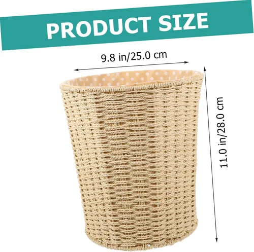 Vista 7 de Zerodeko Cesta de ratán de hierro, beige, bote de basura abierto