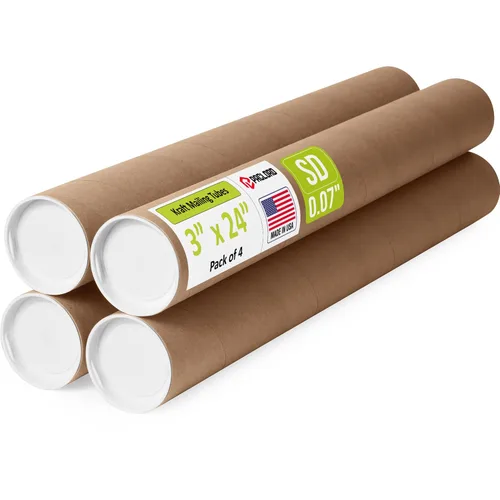 Vista 12 de Tubo de cartón reforzado de 2 x 18 pulgadas, paquete de 4 tubos con 8 tapas, seguro aprobado por USPS, ideal para envío y almacenamiento