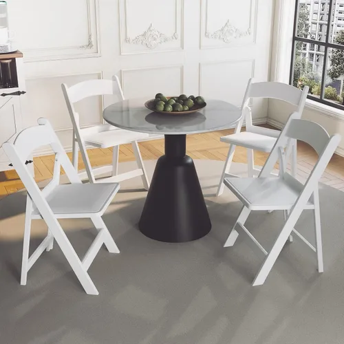 Vista 30 de Sillas plegables de resina con cojín para bodas, fiestas, paquete