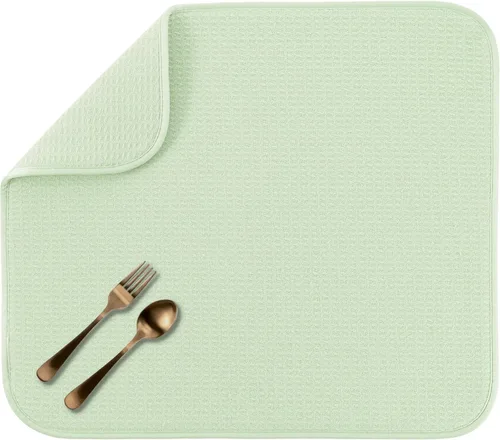 Vista 42 de S&T INC. Tapete de microfibra para secado de platos, reversible y absorbente para cocina, de 16 x 18 pulgadas, color negro