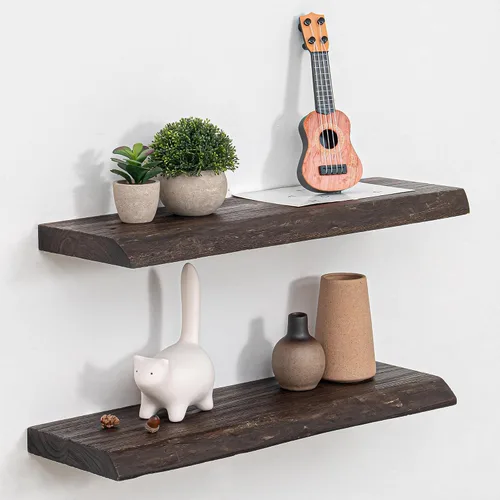 Vista 54 de Estantes flotantes para decoración de pared, estantes rústicos de madera recuperada de 24 x 8 pulgadas, estantes de montaje en pared resistentes