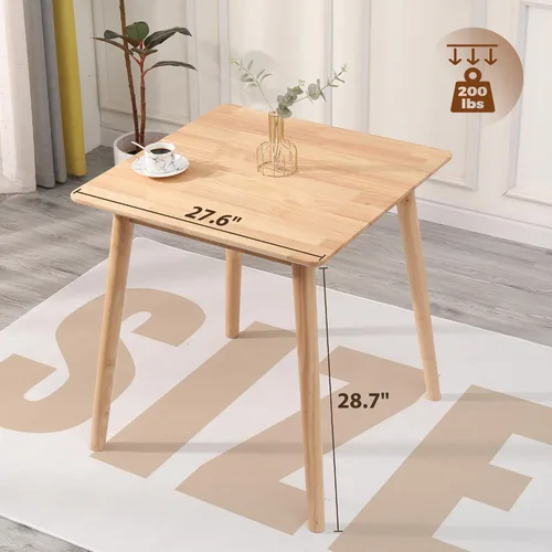Vista 3 de OGMILL Mesa de comedor cuadrada pequeña de 27.6 pulgadas para 2, mesa de comedor de cocina natural que ahorra espacio, mesa moderna de madera