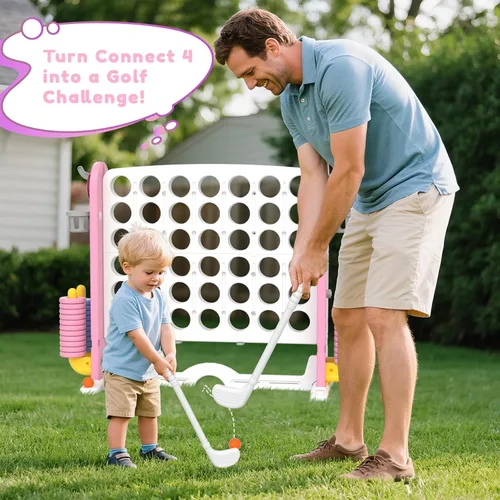 Vista 7 de KORIMEFA Juego gigante gigante de 4 a punta, 4 en una fila para niños y adultos, juego de 2.7 pies de alto para interiores y exteriores con 42