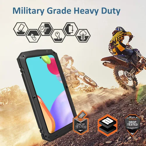 Vista 7 de Simicoo Compatible con Samsung A52 4G Funda de silicona híbrida militar a prueba de golpes, resistente, protector de pantalla integrado, cubierta