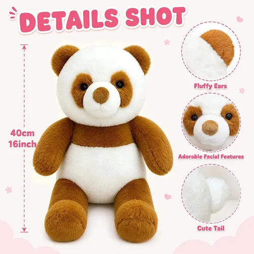 Vista 9 de FFxiong Juguete de peluche de panda de 18 pulgadas, lindo y suave, muñeca Kawaii de oso panda gigante, decoración de habitación, almohada de oso
