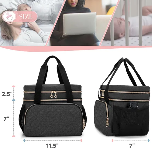 Vista 6 de Luxja Bolsa de extractor de leche de doble capa compatible con Spectra S1 y S2, bolsa de bomba para extractor de leche y piezas adicionales, solo