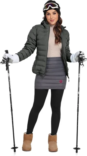 Vista 7 de Little Donkey Andy Women's Lightweight Puffer Jacket Hooded Windproof Winter Coat Jaspeado negro mejorado