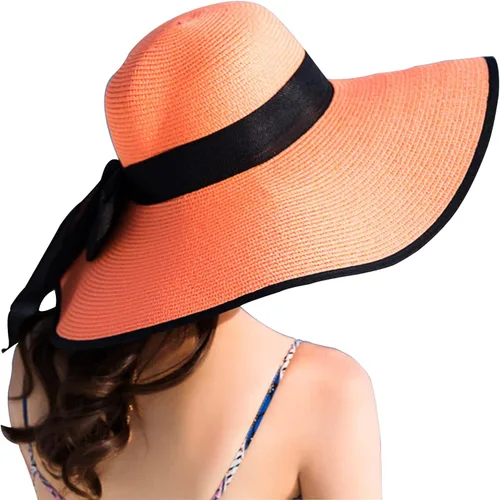 Vista 20 de FSIGOM Sombrero flexible plegable para mujer, sombrero de paja con protección solar de ala ancha, gorra de playa con protección UV de verano