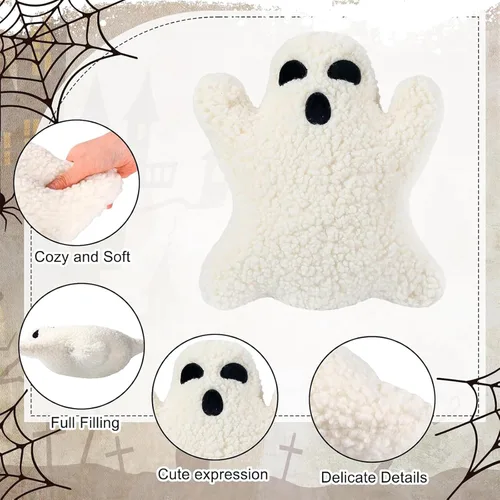 Vista 4 de Bonita almohada de fantasma, almohada de felpa con forma de fantasma, almohadas decorativas de Halloween, almohada de fantasma de Halloween, animal