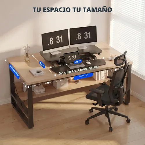 Vista 2 de FLEXISPOT Convertidor de escritorio de pie de 42 pulgadas, elevador de escritorio ergonómico extra grande de altura ajustable, estación de trabajo