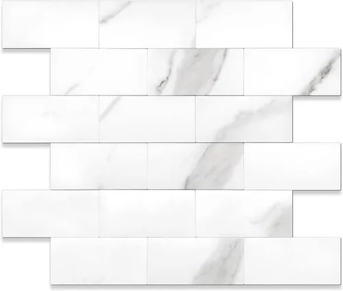Vista 28 de STICKGOO 1/3 lámina de azulejos para despegar y pegar Subway, azulejos de cocina sin costuras de diseño pulido en rosa-beige eurásico