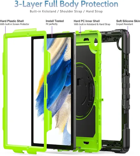 Vista 8 de SEYMAC Funda para Samsung Galaxy Tab A8 de 10.5 pulgadas (SM-X200/X205/X207), funda protectora resistente de cuerpo completo a prueba de golpes