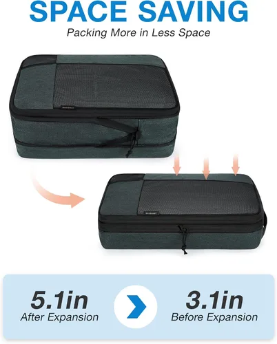 Vista 3 de BAGSMART - Cubos de embalaje de compresión para maleta, juego de 6 cubos de embalaje de viaje para equipaje, cubos de viaje de compresión