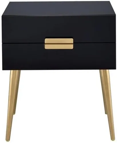 Vista 6 de Acme Mesa auxiliar rectangular de madera Denvor en negro y dorado
