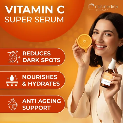 Vista 2 de Suero con 20% de vitamina C y E + ácido ferúlico, suero con 72% de ácido hialurónico, extractos naturales e ingredientes orgánicos, suero