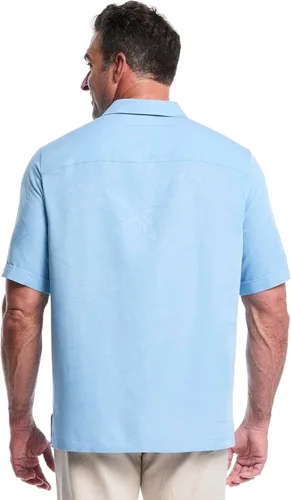 Vista 2 de Cubavera Camisa de manga corta con botones y un bolsillo para hombre Botones Allure/Marrón