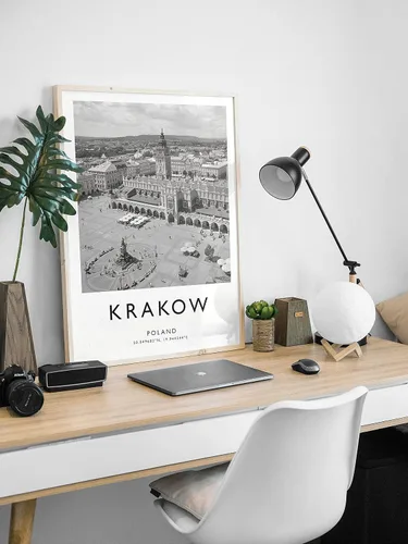 Vista 3 de Impresión de viaje de Cracovia, póster de viaje de Cracovia, impresión de Tavel de Polonia, arte de viaje, decoración de viajes, impresión en blanco