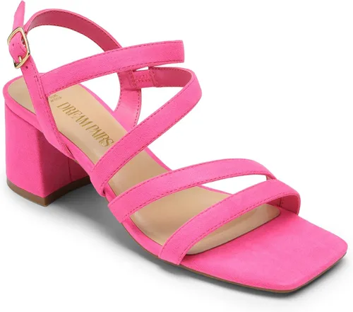 Vista 5 de DREAM PAIRS Sandalias de tacón grueso con tiras para mujer, sandalias de tacón bajo y puntera abierta, zapatos de fiesta