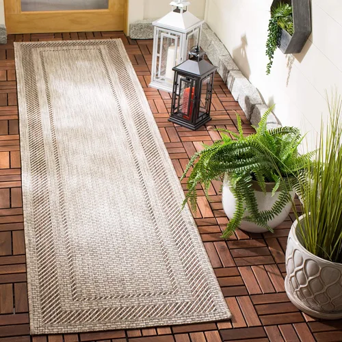 Vista 25 de SAFAVIEH Alfombra lavable al aire libre Courtyard Collection - 2'3" x 5', beige y negro, no desprende pelusa y fácil de limpiar, ideal para patio
