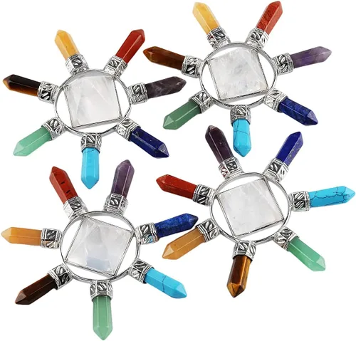 Vista 2 de Mookaitedecor Juego de cristales curativos, 7 piedras de cristal de chakra para meditación de Reiki, equilibrio Healing Stones and Crystals Set